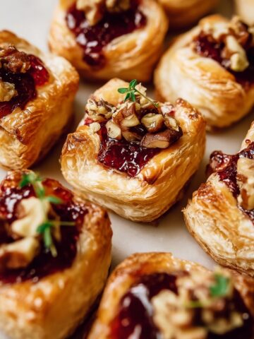 Puff Pastry Brie Bites with Jam, Pecans, and Thyme Recipe
