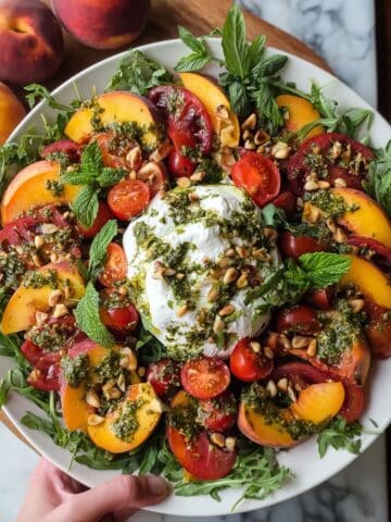 Burrata Peach Salad with Tomatoes Recipe