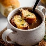 Classic French Onion Soup with Gruyere Crostini Recipe