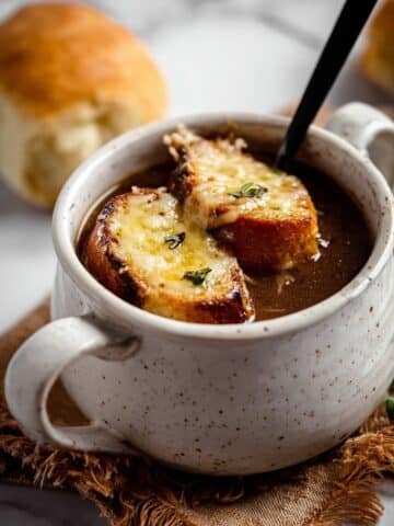 Classic French Onion Soup with Gruyere Crostini Recipe