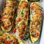 Stuffed Zucchini Boats with Italian Sausage, Tomato, and Cheese Recipe