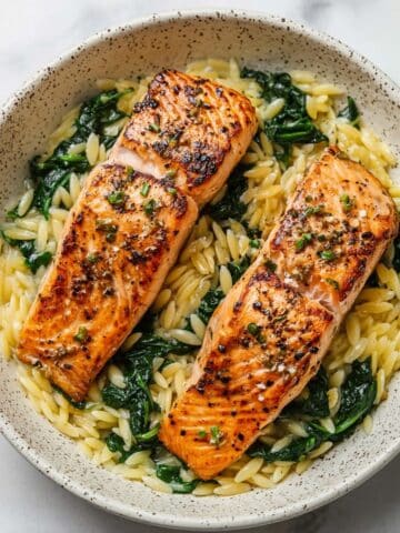 30-Minute Seared Salmon with Lemon Orzo Recipe