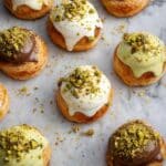 Easy Pistachio Cream Puffs with Chocolate Glaze Recipe