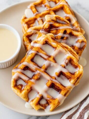Cinnamon Roll Waffles with Maple Cream Cheese Syrup Recipe