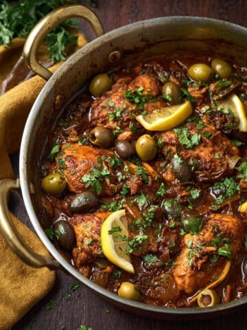 Chicken Tagine with Preserved Lemons, Olives, and Spices Recipe