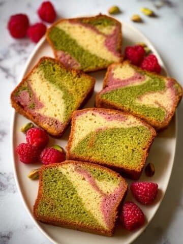 Pistachio Raspberry Marble Pound Cake Recipe