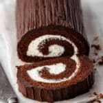 Chocolate Swiss Roll Cake with Whipped Cream and Chocolate Ganache Recipe