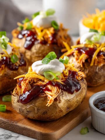 Slow Cooker BBQ Chicken Loaded Baked Potatoes Recipe