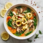 Chicken Tortellini Soup with Lemon and Spinach Recipe