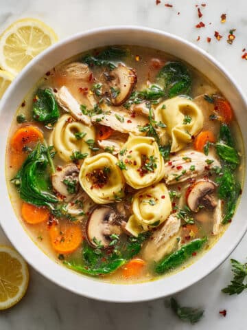 Chicken Tortellini Soup with Lemon and Spinach Recipe