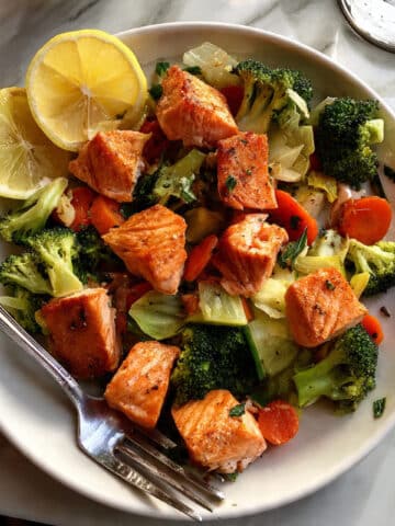 Air Fryer Lemon Garlic Butter Salmon Bites Recipe