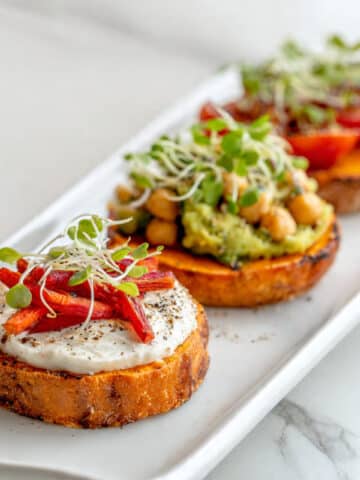 Savoury Sweet Potato Toast with Avocado and Roasted Pepper Toppings Recipe