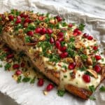 Christmas Baked Salmon with Cranberry, Almond, and Dill Sauce Recipe