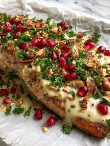 Christmas Baked Salmon with Cranberry, Almond, and Dill Sauce Recipe