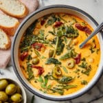 Green Olive and Sun-Dried Tomato Chickpea Orzo Soup Recipe