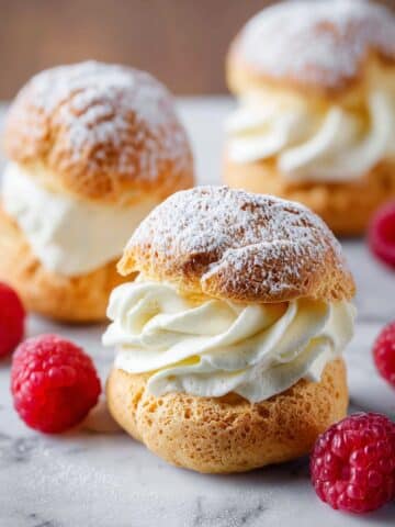 Cream Puffs with Vanilla Whipped Cream and Raspberries Recipe