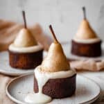Mini Poached Pear Cardamom Cakes with Maple Cream Sauce Recipe