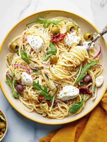 Spaghetti Pasta Salad with Fresh Mozzarella and Lemon-Dijon Dressing Recipe