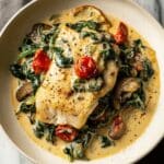 Fish Florentine with Creamy Spinach and Mushrooms Recipe