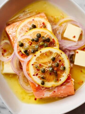 Slow Roasted Citrus Salmon with Capers and Garlic Recipe