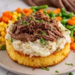 Crock Pot Beef Manhattan with Mashed Potatoes and Garlic Texas Toast Recipe