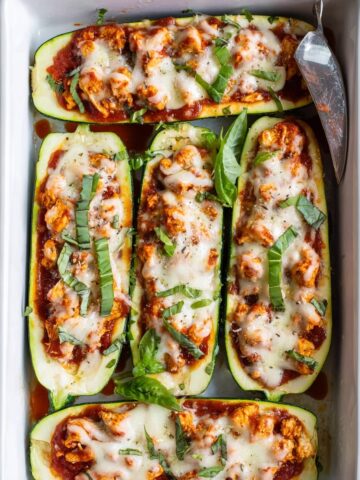 Chicken Parmesan Stuffed Zucchini Boats Recipe