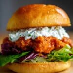 Extra Crispy Fried Buffalo Chicken Sandwich with Dilly Blue Cheese Sauce Recipe