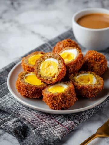 Quail Egg Scotch Eggs with Harissa Dip Recipe