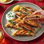 Middle Eastern Meat-Stuffed Pita (Arayes) with Tzatziki and Fresh Herbs Recipe