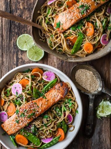 Soba Noodle Salad with Salmon & Tahini Sauce Recipe