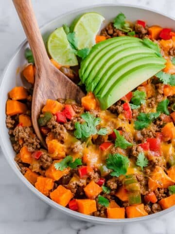 Tex-Mex Ground Beef and Sweet Potato Skillet Recipe