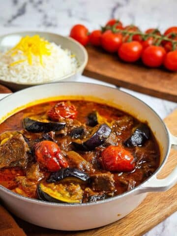 Khoresh Bademjan: Persian Eggplant Stew with Lamb Recipe