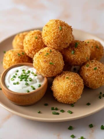 Fried Mashed Potato Balls with Cheddar and Chives Recipe