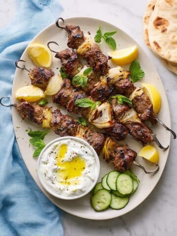 Grilled Lamb Kabobs with Cucumber Yogurt Sauce Recipe