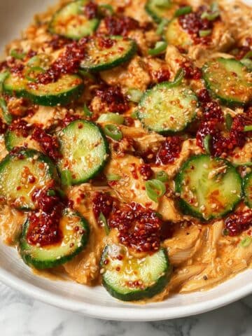 Thai Chicken Cucumber Salad with Peanut Dressing and Chili Crisp Recipe