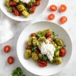 Pesto Gnocchi with Roasted Cherry Tomato Salad and Burrata Recipe
