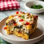 Make-Ahead Sausage, Vegetable, and Cheddar Breakfast Casserole Recipe