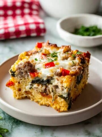 Make-Ahead Sausage, Vegetable, and Cheddar Breakfast Casserole Recipe