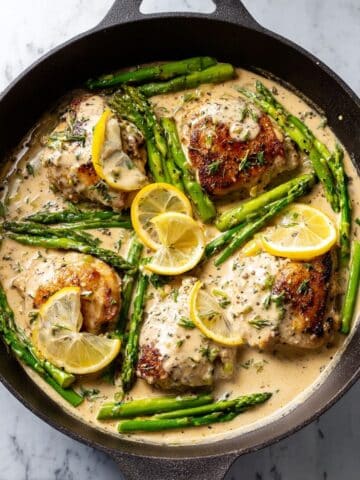 Creamy Lemon Garlic Chicken with Asparagus Recipe