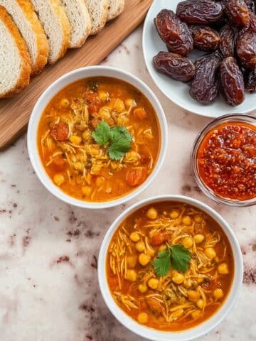 Moroccan Harira Soup with Chicken, Chickpeas, and Lentils Recipe