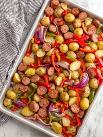 Sheet Pan Sausage, Peppers, and Potatoes Recipe