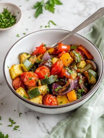 Mediterranean Roast Vegetables with Feta (Oven or Air Fryer) Recipe