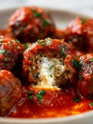Mozzarella-Stuffed Baked Meatballs Recipe