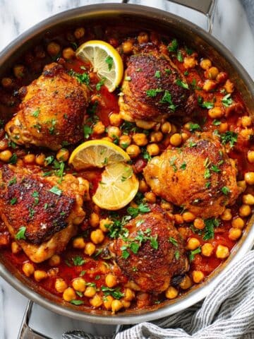 One Pan Moroccan Chicken and Chickpeas Recipe