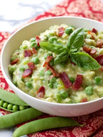 Sweet Pea Risotto with Basil and Pancetta Recipe