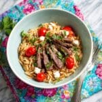 Herbed Steak with Orzo Caprese Salad Recipe