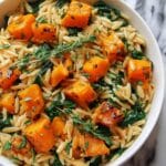 Creamy Orzo Pasta with Roasted Butternut Squash and Spinach Recipe