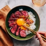 Wagyu Don with Soy Sauce Cured Egg Yolk Recipe