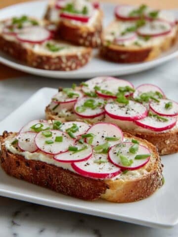 Radish Toast with Ricotta, Microgreens, and Chives Recipe