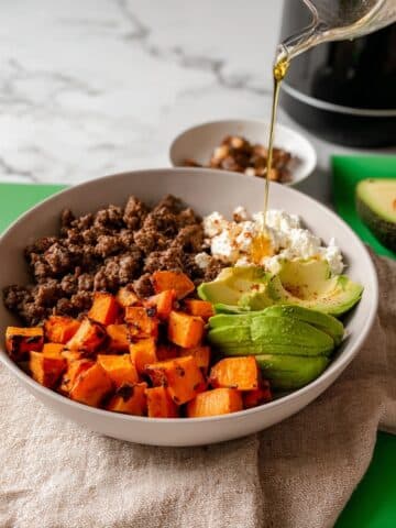 Sweet Potato Beef Bowl with Hot Honey and Cottage Cheese Recipe